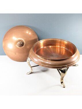 LARGE Copper and Brass Chafing dish, kitchen herb planter